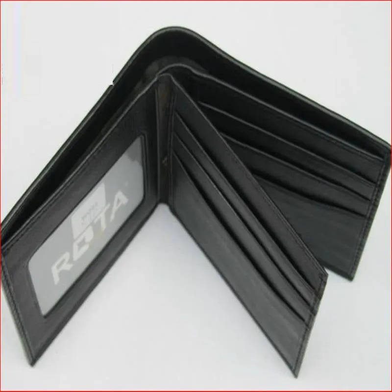 Cowhide leather wallet with pearl fishskin lining in horizontal square design