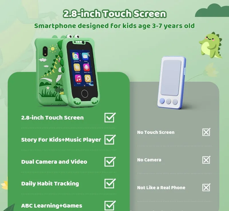 Blue silicone case educational mobile phone camera toy for children with touch screen and hang rope