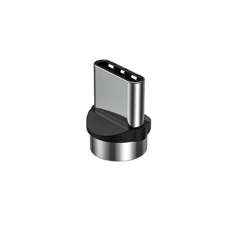 Black magnetic charging cable with spherical rotating head shown connected to mobile phone