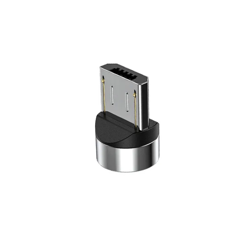Black magnetic charging cable with spherical rotating head shown connected to mobile phone