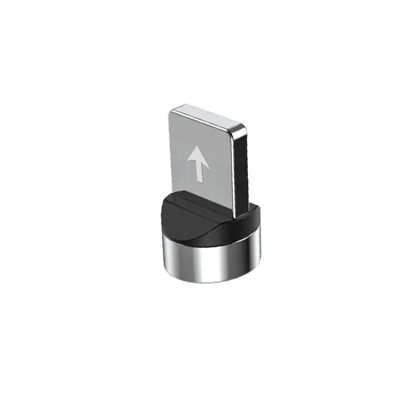 Black magnetic charging cable with spherical rotating head shown connected to mobile phone