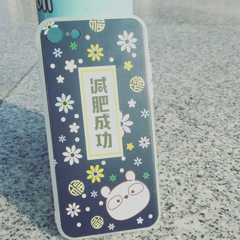Transparent customisable phone case with printed design on back, showing phone model compatibility list.