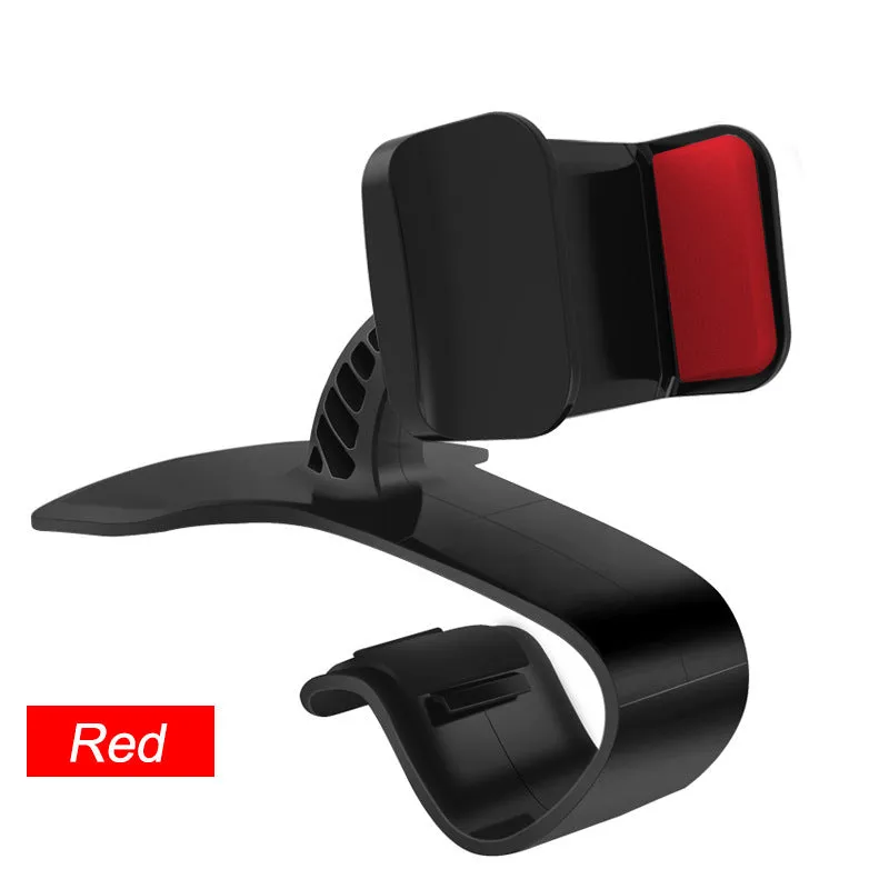 Dashboard car phone holder in black mounted to vehicle dashboard edge