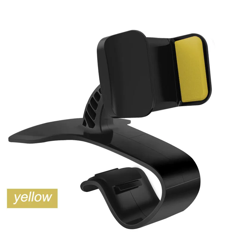 Dashboard car phone holder in black mounted to vehicle dashboard edge