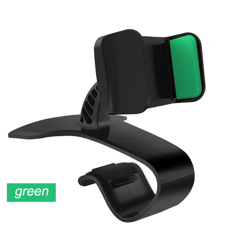 Dashboard car phone holder in black mounted to vehicle dashboard edge