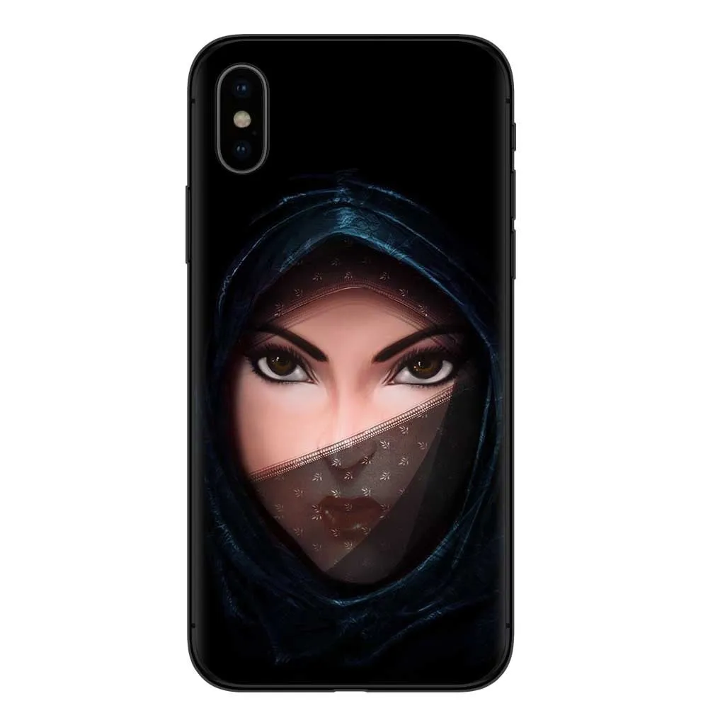 Islamic hijab veil girl design iPhone case with rhinestone floral decoration in various colours