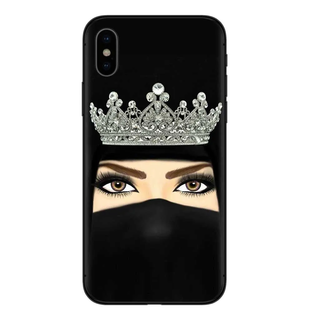 Islamic hijab veil girl design iPhone case with rhinestone floral decoration in various colours