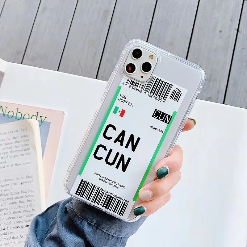Ticket design iPhone back cover case in light green colour showing graffiti pattern