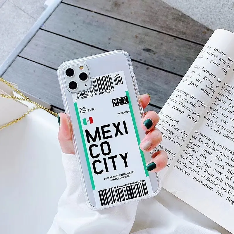 Ticket design iPhone back cover case in light green colour showing graffiti pattern