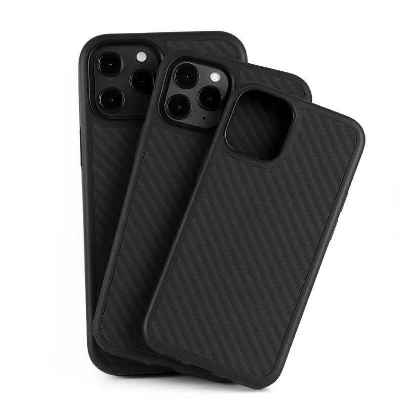 Handmade wooden phone case for Apple iPhone with TPU and Kevlar construction.