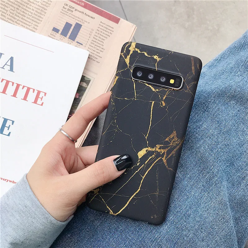 Samsung marble pattern phone case back cover in PC material with water sticker design