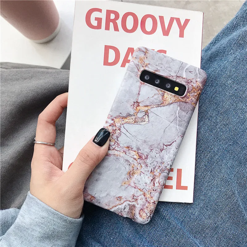 Samsung marble pattern phone case back cover in PC material with water sticker design