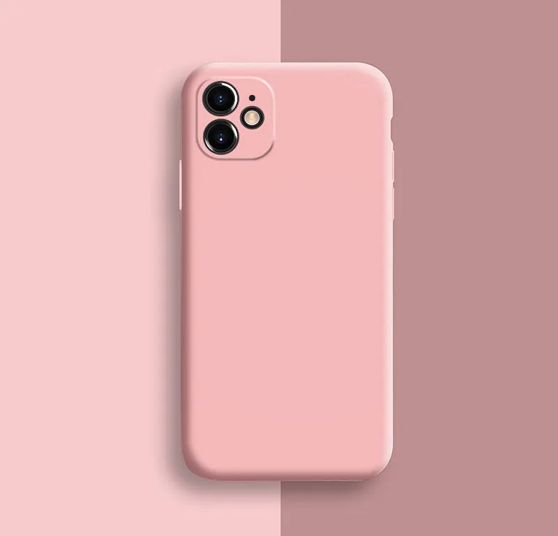 Silicone case for iPhone 11 series in various solid colours showing precise camera and port cutouts.