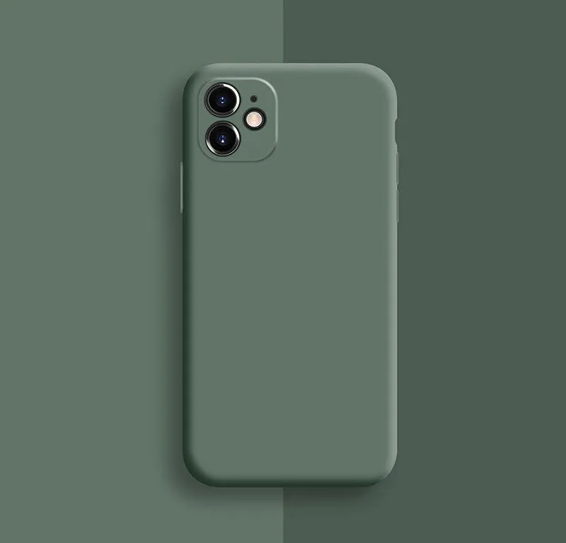 Silicone case for iPhone 11 series in various solid colours showing precise camera and port cutouts.