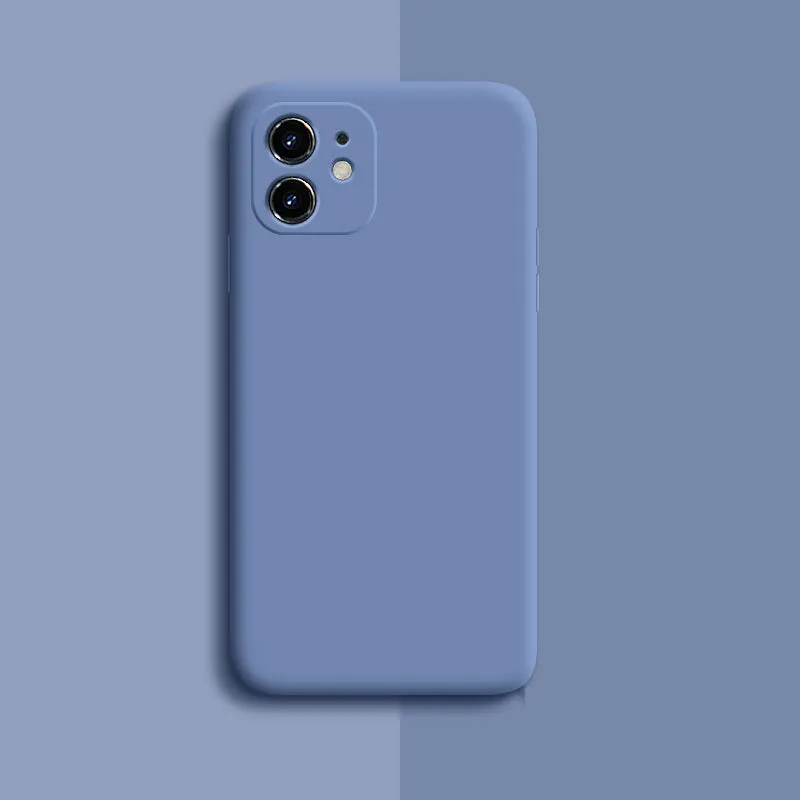 Silicone case for iPhone 11 series in various solid colours showing precise camera and port cutouts.