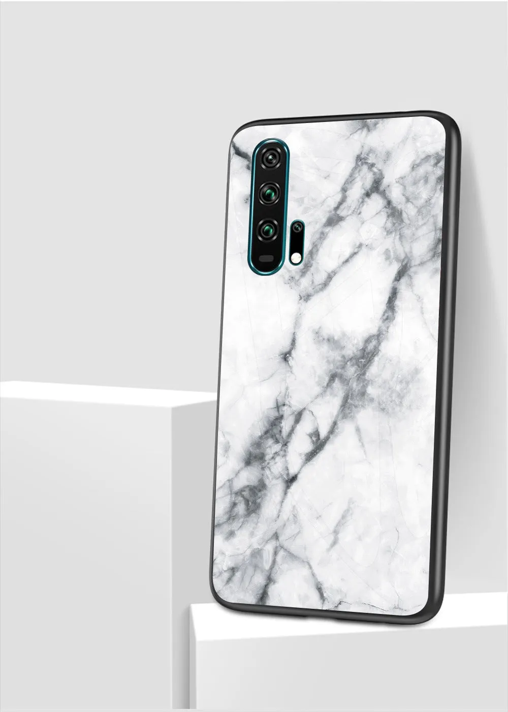 Honor 20 Pro marble glass phone case in red with anti-fall protection