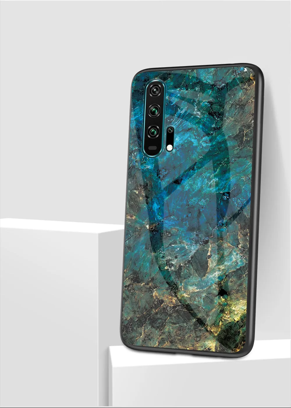 Honor 20 Pro marble glass phone case in red with anti-fall protection