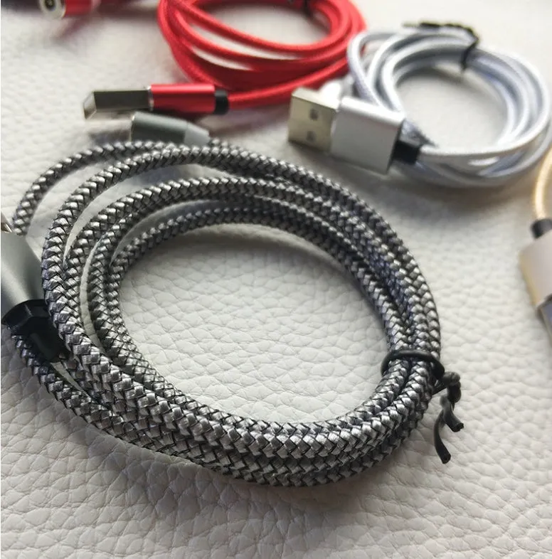 Black magnetic three-in-one charging cable with LED light for Android, iPhone, and Type-C phones