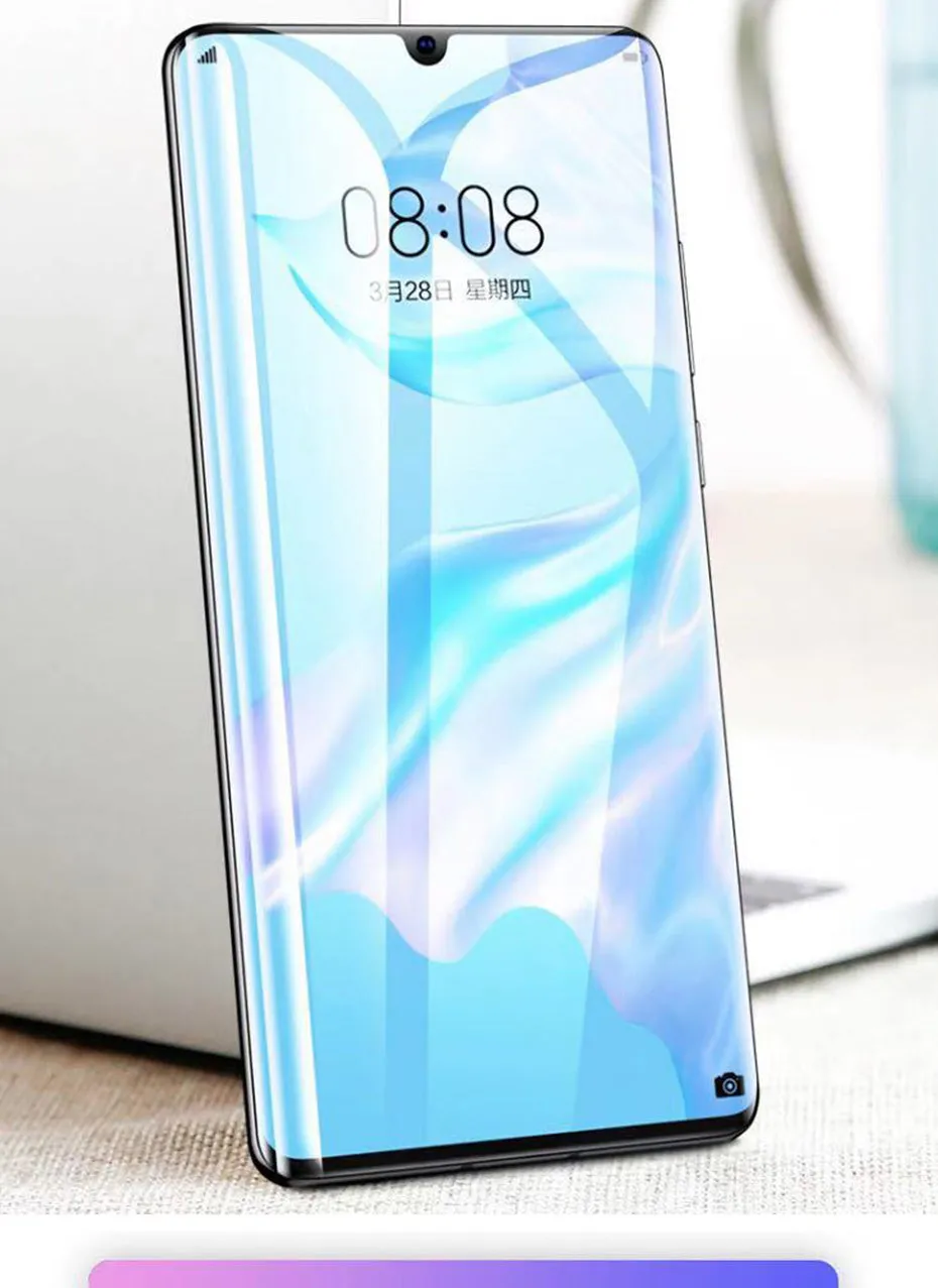 Three clear hydrogel screen protector films for Huawei and Honor phones on a white background.