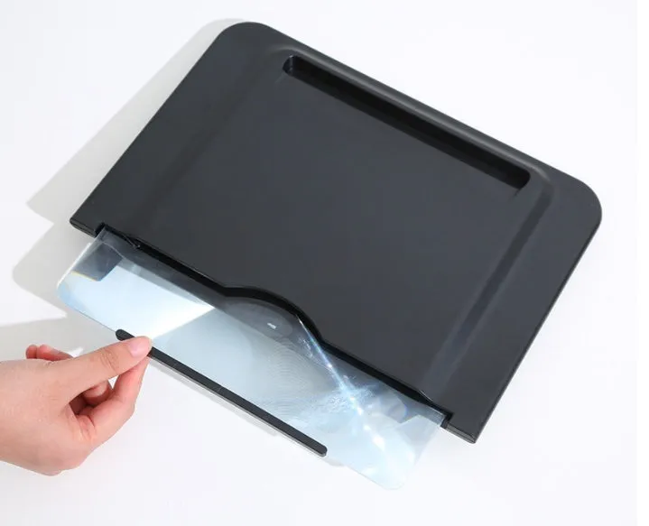 12-inch black pull-out screen amplifier showing horizontal and vertical positions with magnification lens