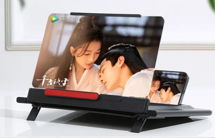 12-inch black pull-out screen amplifier showing horizontal and vertical positions with magnification lens