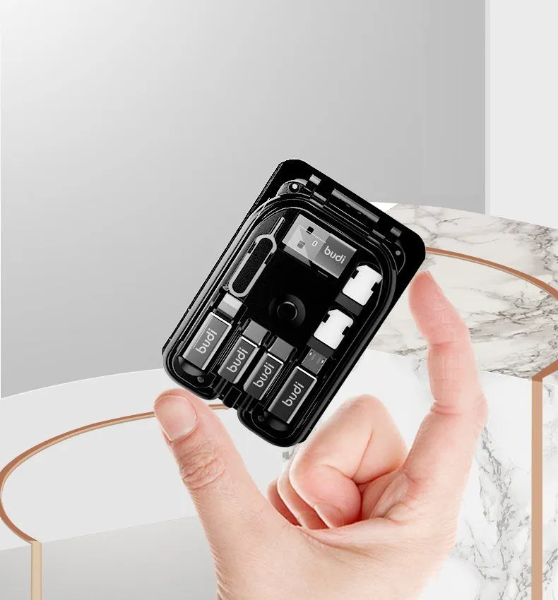 Black multifunction digital card with 0.3m cable, conversion headers, and card storage slots