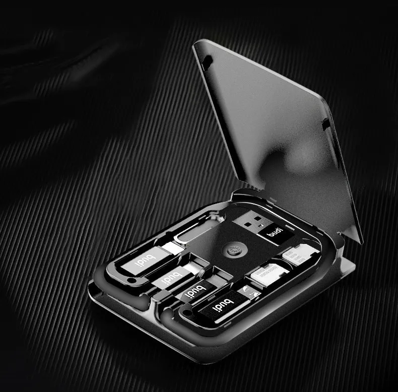 Black multifunction digital card with 0.3m cable, conversion headers, and card storage slots