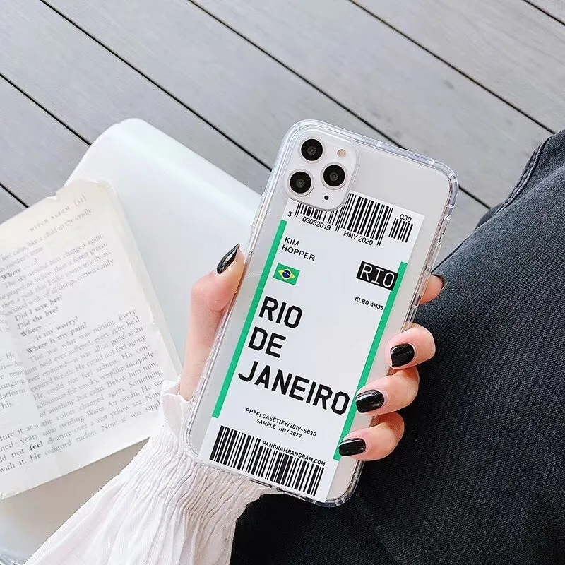 iPhone ticket phone case with graffiti design in TPU silicone material showing blue red colour option