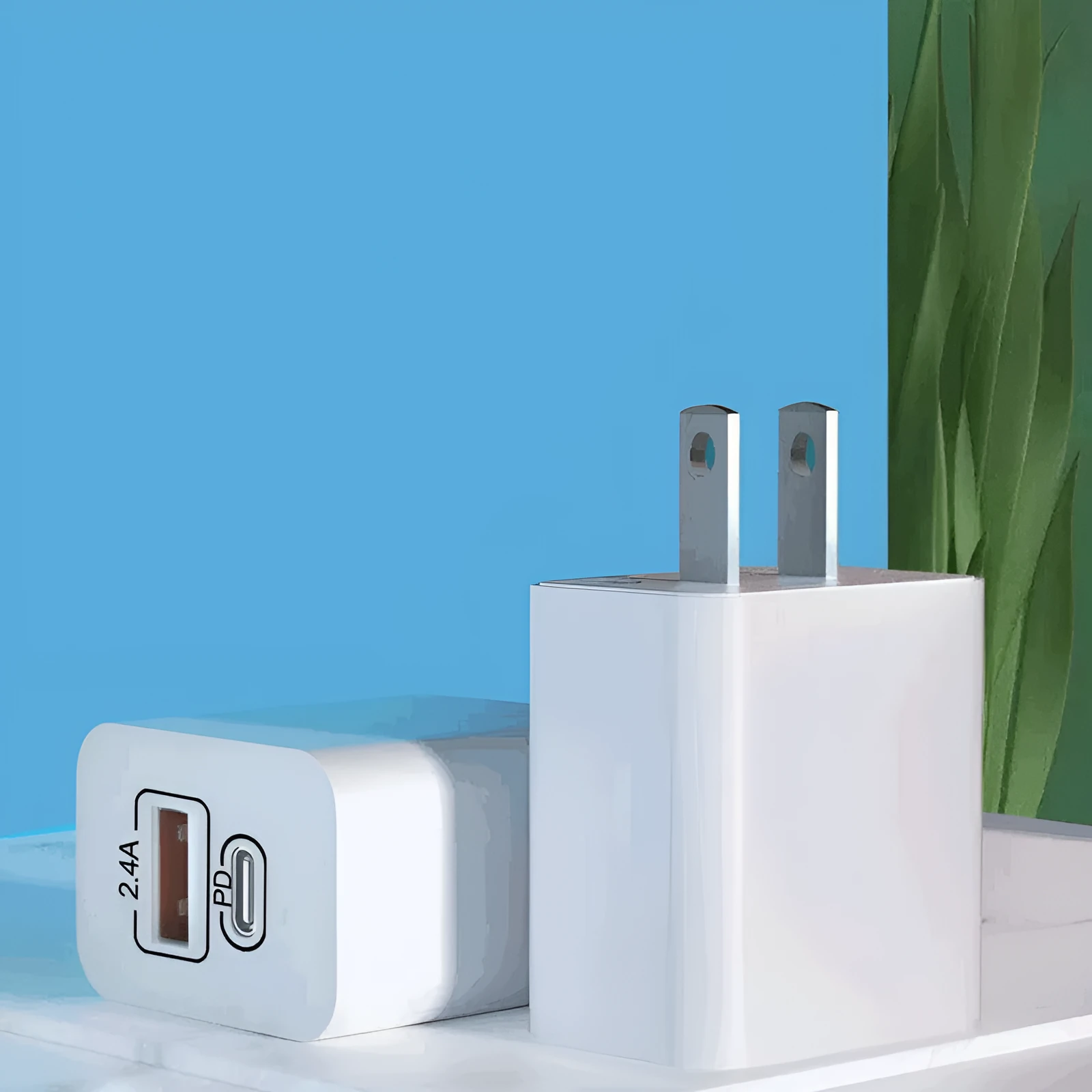 Travel charger for Android phones with fast charge PD interface and international plug options