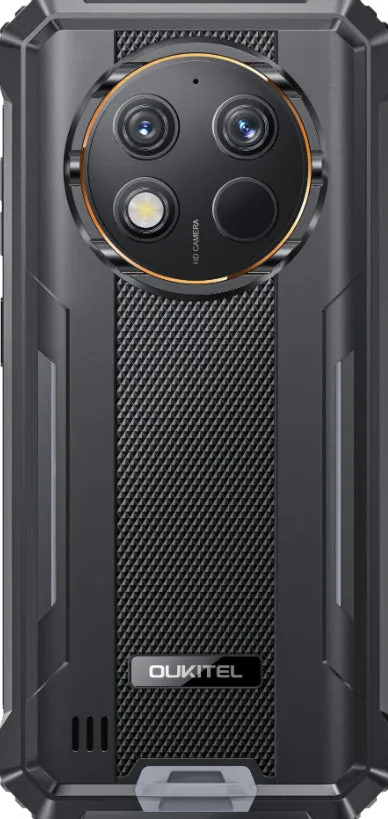 OUKITEL G1 Android mobile phone in grey, green, and orange colour options with included charger.