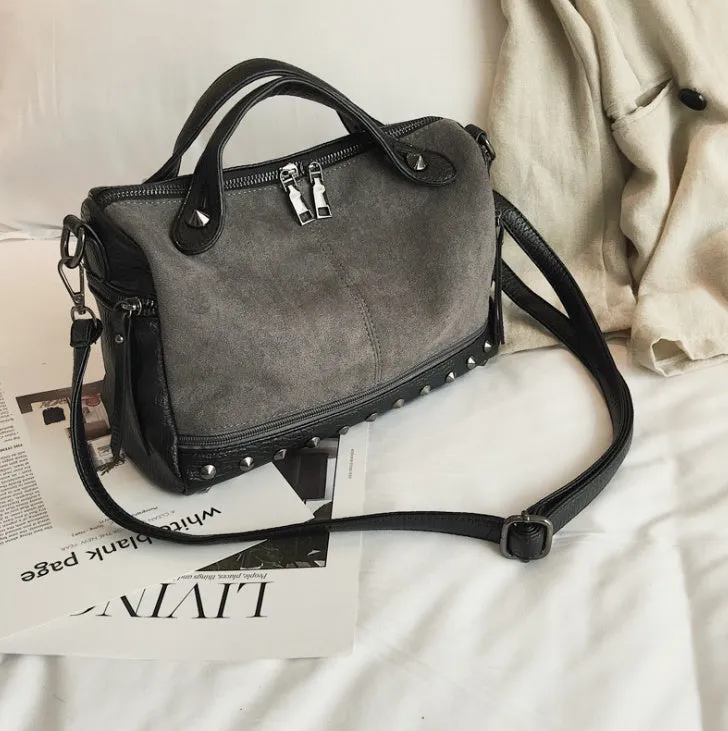 Soft PU large tote shoulder bag for women in black, brown, or grey colour.
