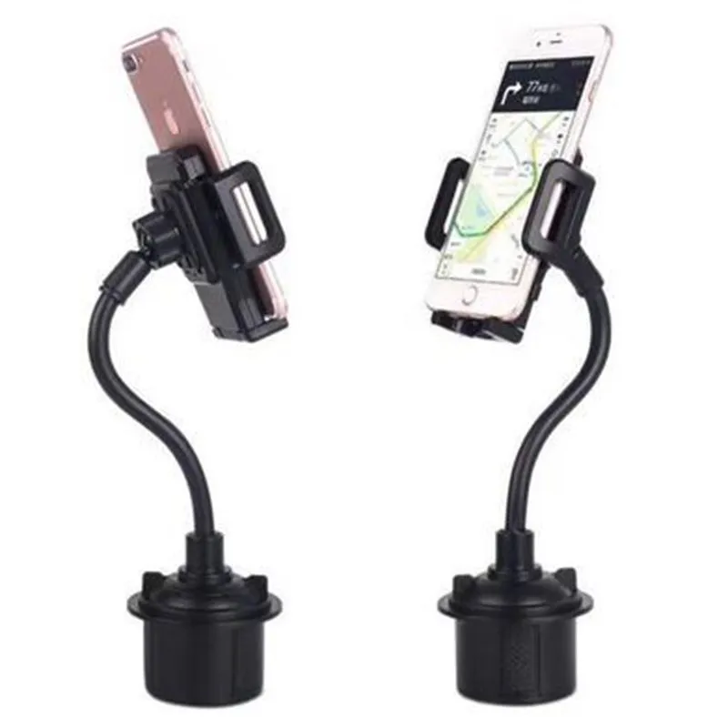 Black universal car phone mount bracket with suction cup, vent clip and adjustable side handles
