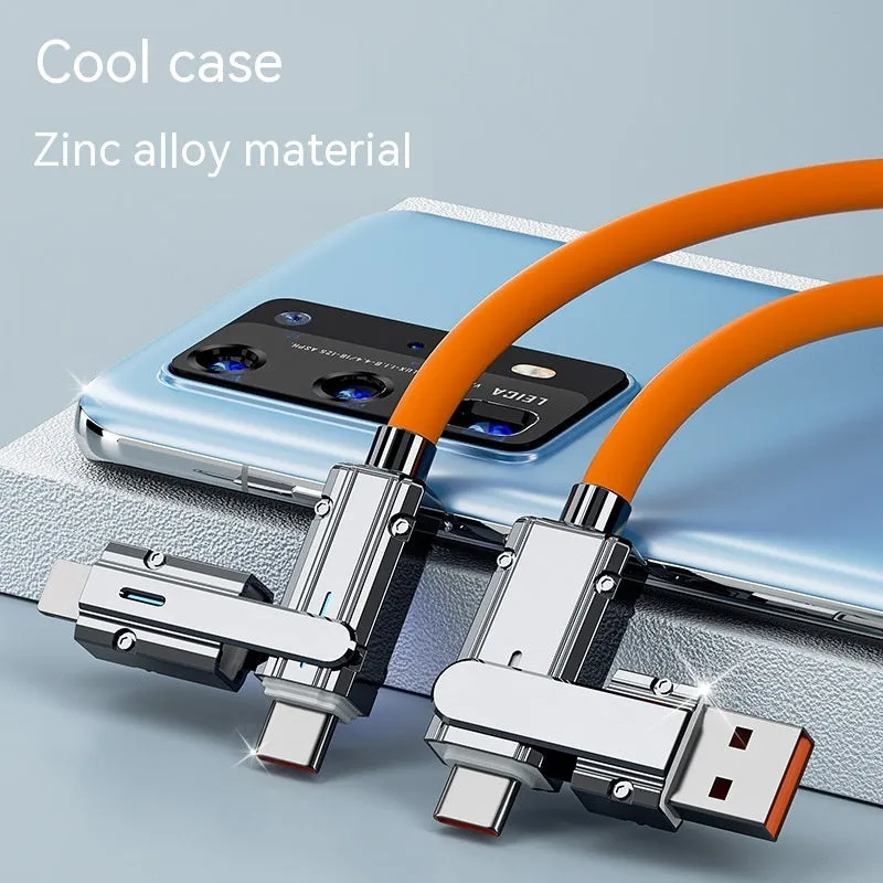 Orange 1 metre Lightning to USB-C fast charging cable with zinc alloy connectors