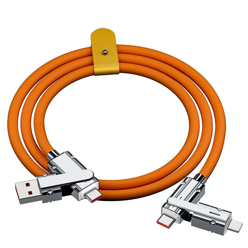 Orange 1 metre Lightning to USB-C fast charging cable with zinc alloy connectors