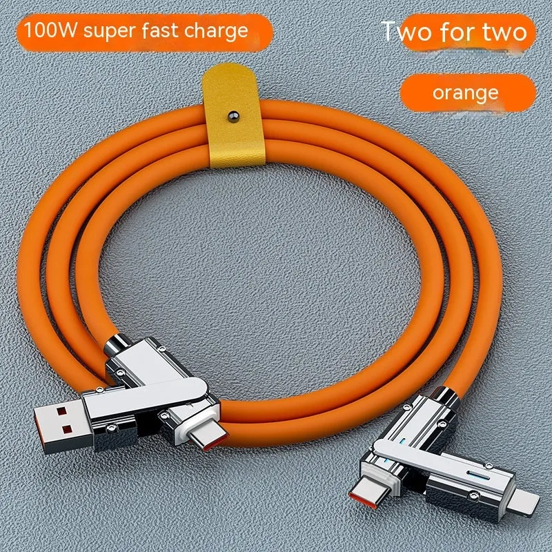Orange 1 metre Lightning to USB-C fast charging cable with zinc alloy connectors