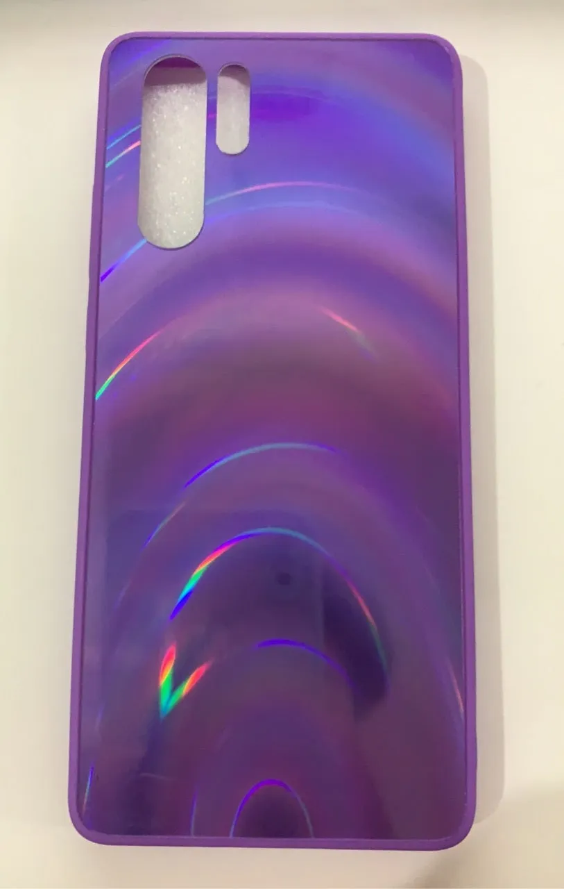 A 3D rainbow glitter gradient back cover case for a smartphone, showing its full-coverage design and sparkling finish.