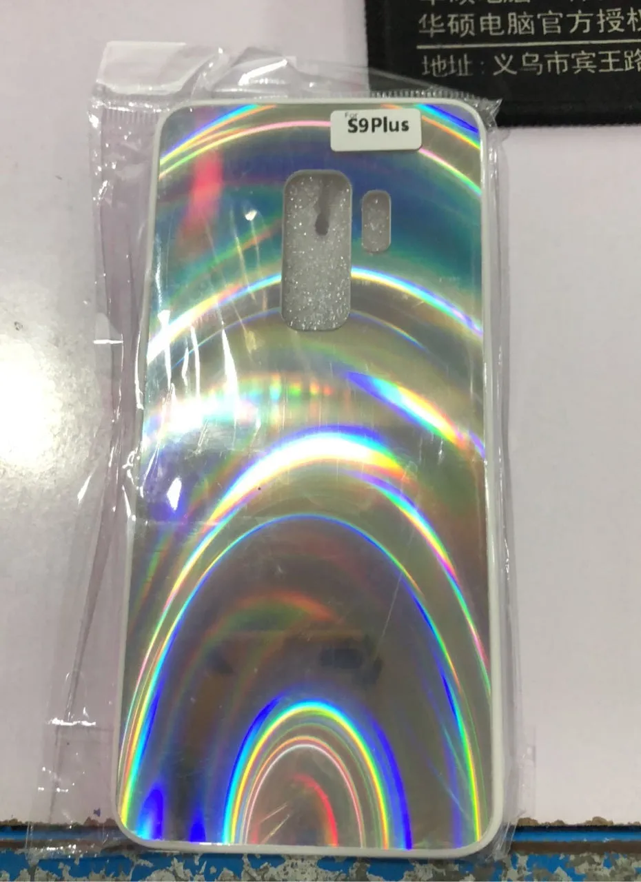 A 3D rainbow glitter gradient back cover case for a smartphone, showing its full-coverage design and sparkling finish.