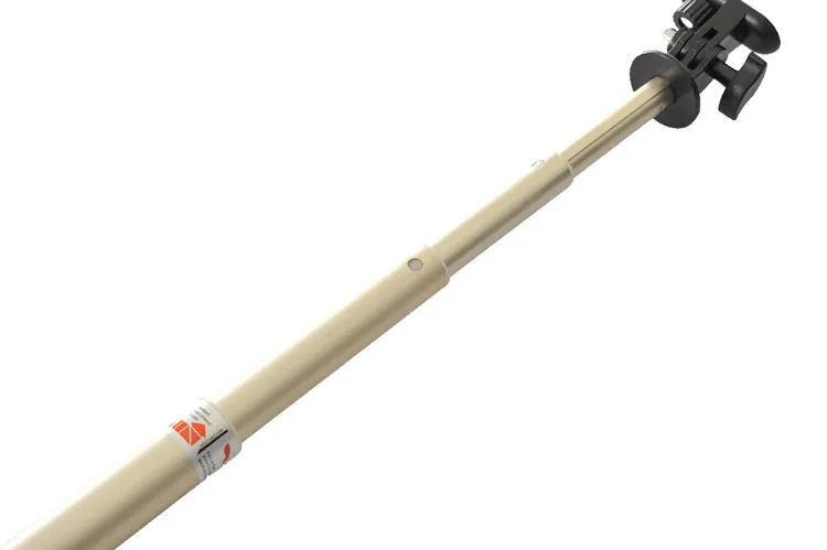 Aluminium alloy selfie stick for mobile phones in black, red, gold, or pink with universal phone clamp