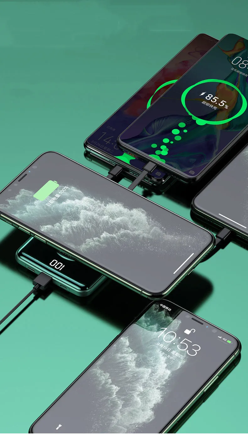 20000mAh power bank with LCD display showing battery percentage