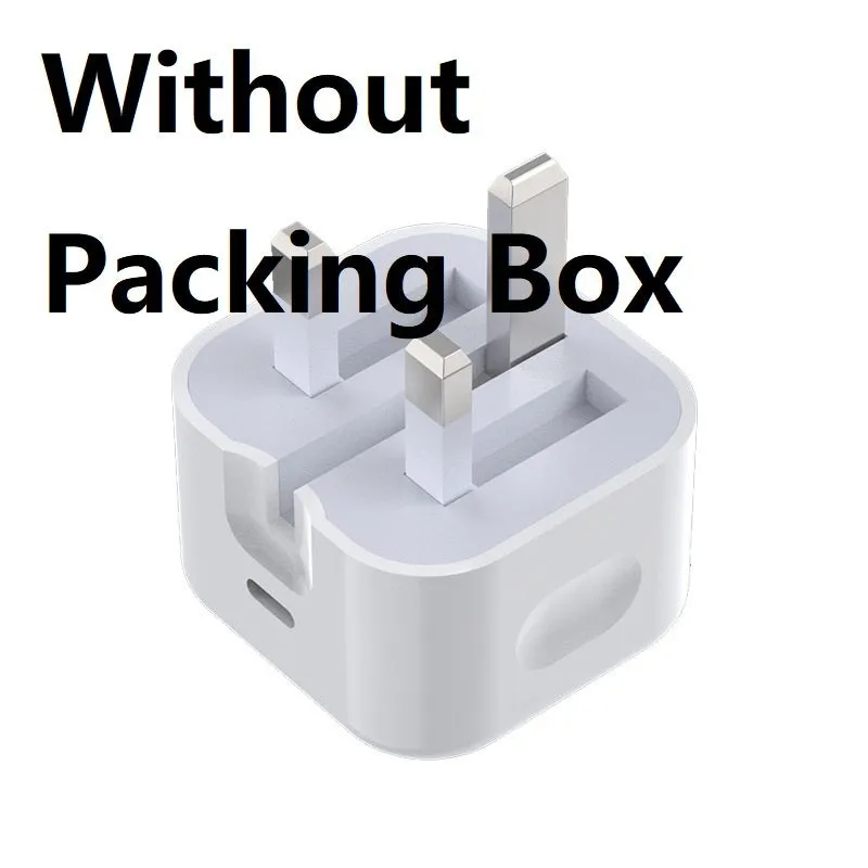White British 20W PD fast charger adapter with UK plug and USB-C to USB-C cable