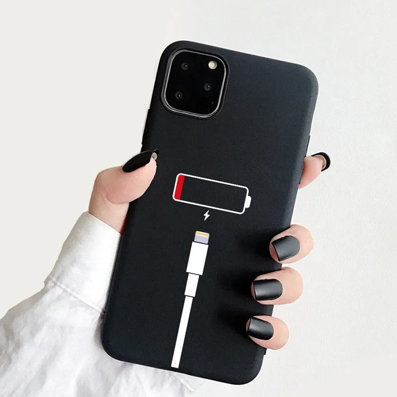 Frosted TPU iPhone case with a painted love-themed design on a smartphone.