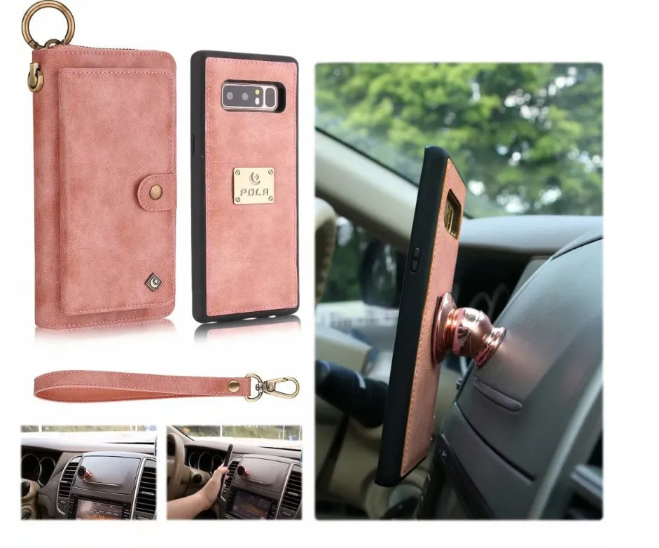 Black imitation leather wallet phone case with zipper for Samsung Galaxy Note8.