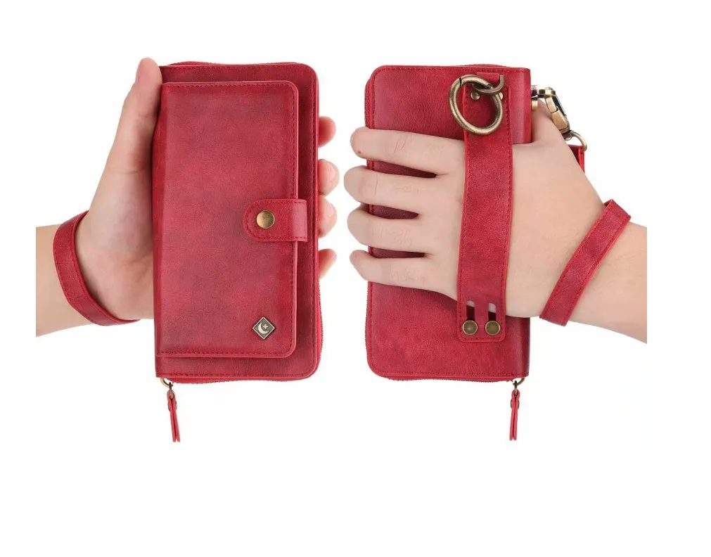 Black imitation leather wallet phone case with zipper for Samsung Galaxy Note8.