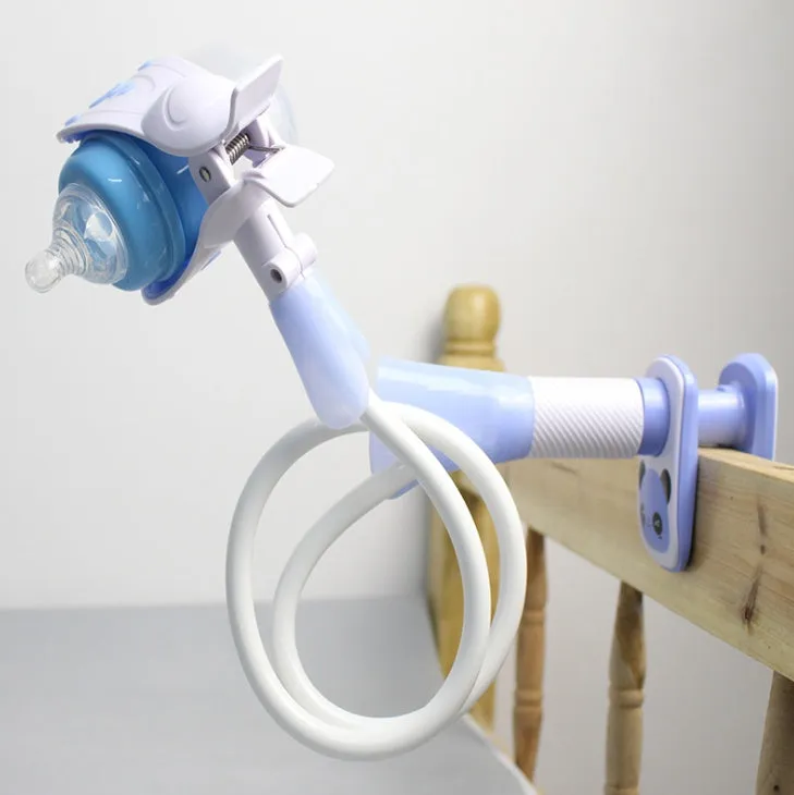 Extended 1.05 metre baby feeding bracket in blue, adjustable bottle holder for breastfeeding mothers