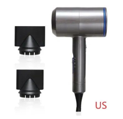 2000W hotel hair dryer in metallic black with a long cable, showing UK plug model.