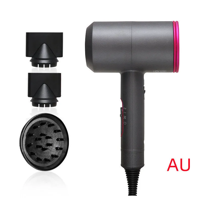 2000W hotel hair dryer in metallic black with a long cable, showing UK plug model.