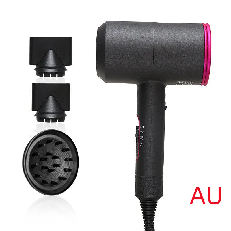 2000W hotel hair dryer in metallic black with a long cable, showing UK plug model.