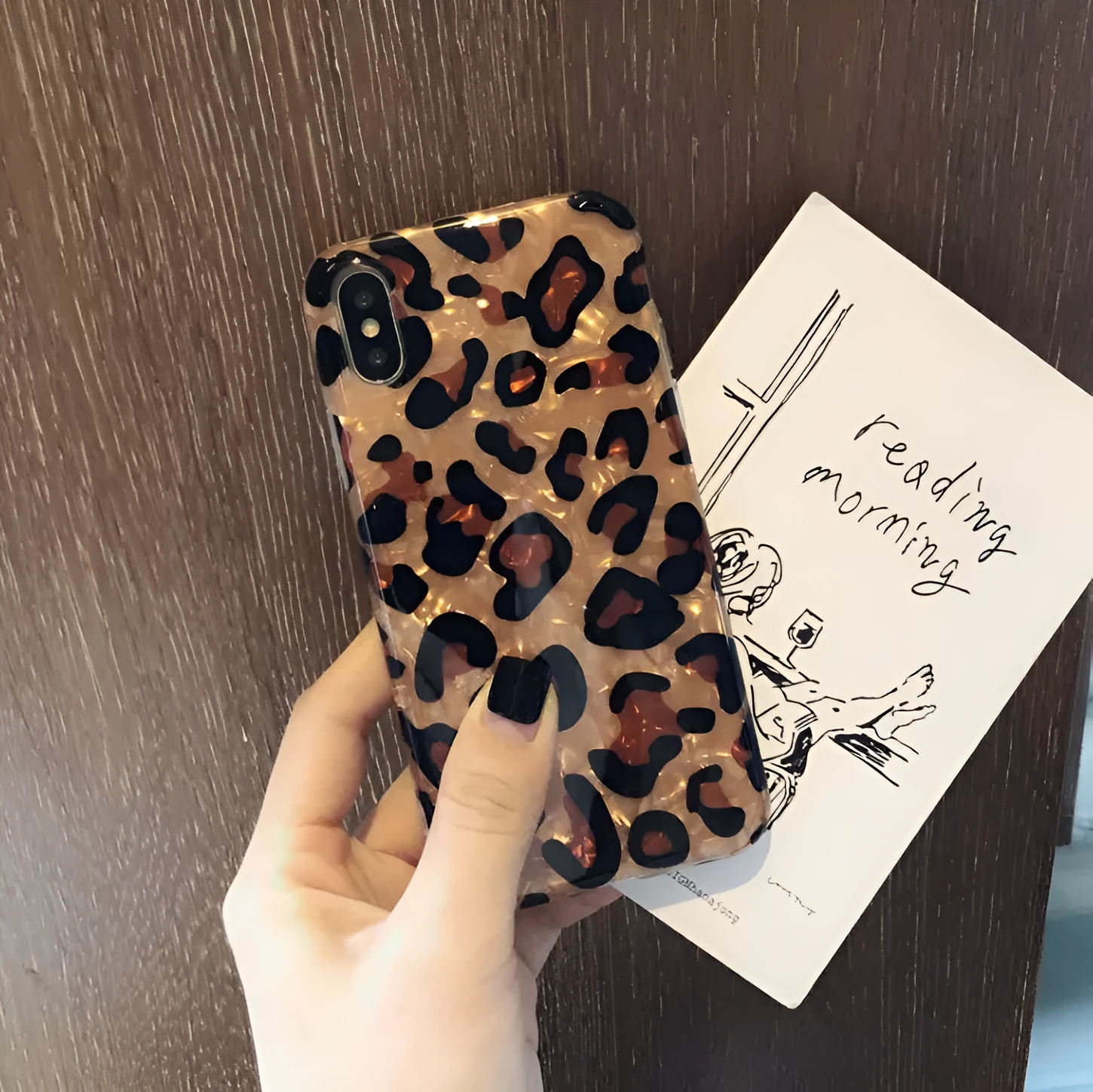 Leopard print phone case for iPhone with colourful silicon and TPU construction