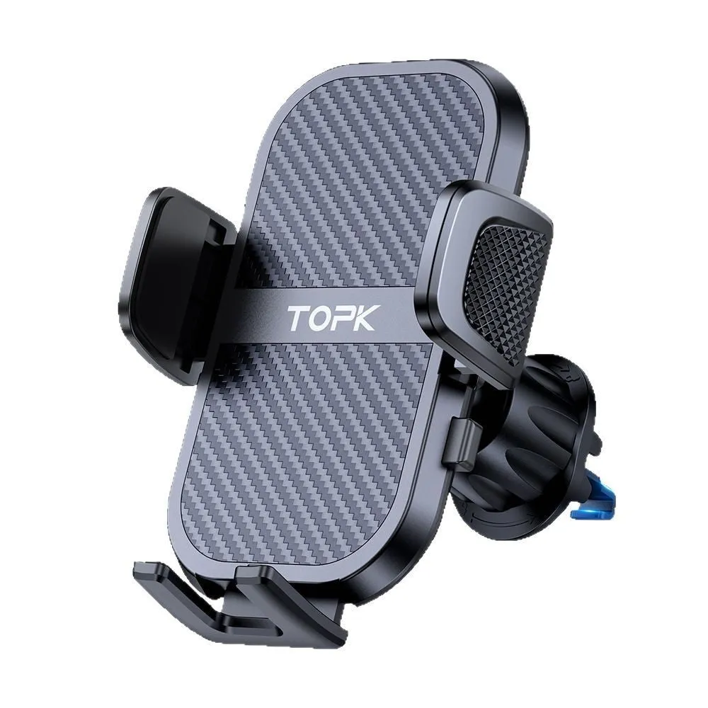 TOPKD46 universal car phone holder with multiple bracket styles for windshield, dashboard, and air vent mounting