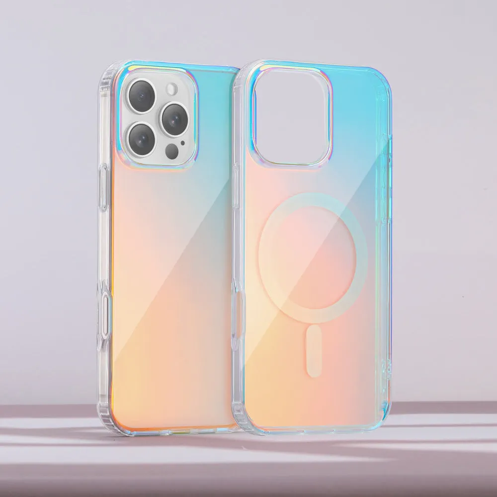 Glossy magnetic protective iPhone case with chameleon colour-changing finish.